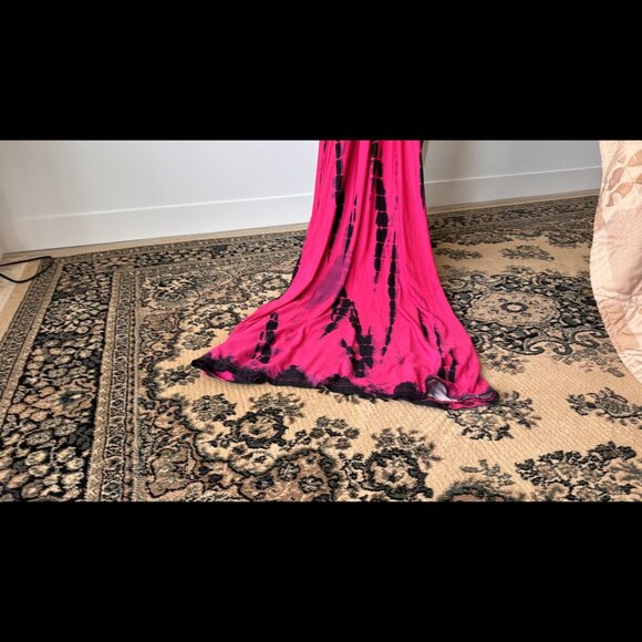 Venus Tie-Dye Maxi Dress - Black, White & Pink - Size S - Picture 3 of 5